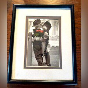 90's Kitsch Framed Art!Toddler Boy & Girl Dressed Up. 1995!